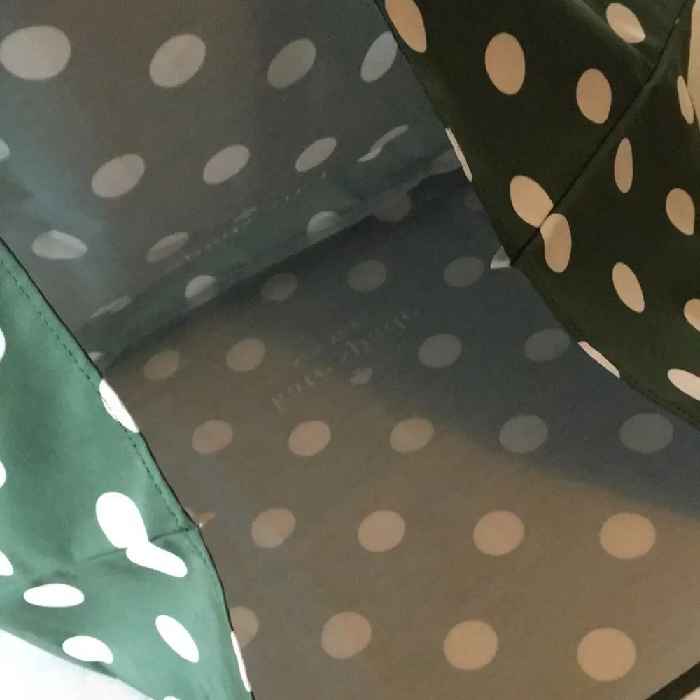 Kate Spade Large Beach Shop Toy Reusable Tote Bag Green White Polka Dot